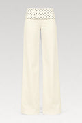 Legging évasé seconde peau blanc à pois