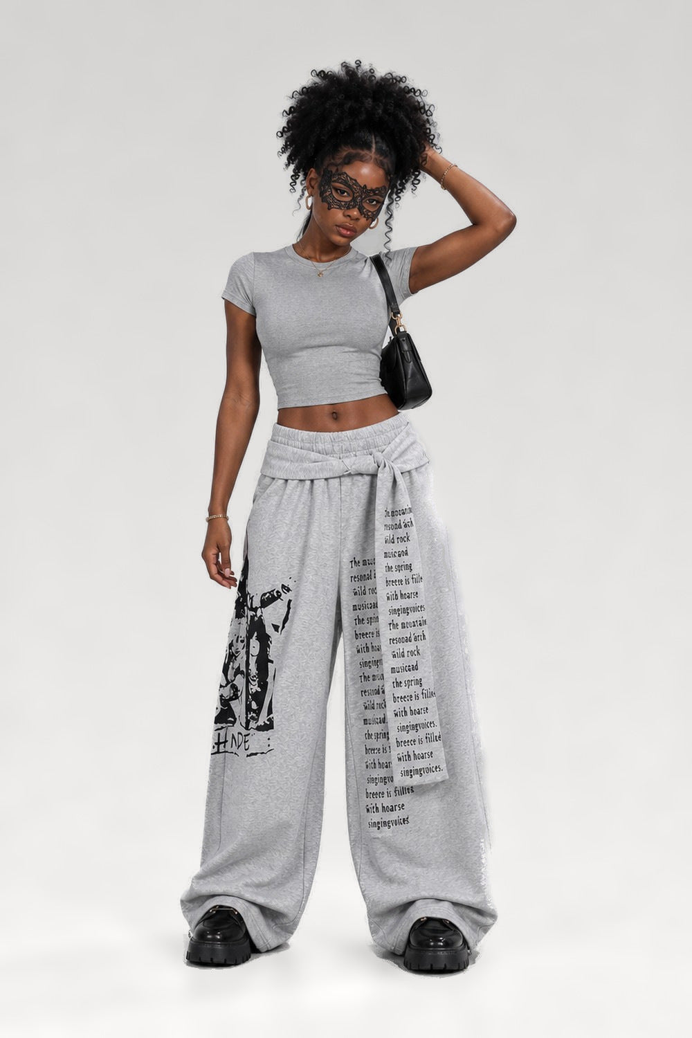 Pantalon baggy gothique imprimé lettres