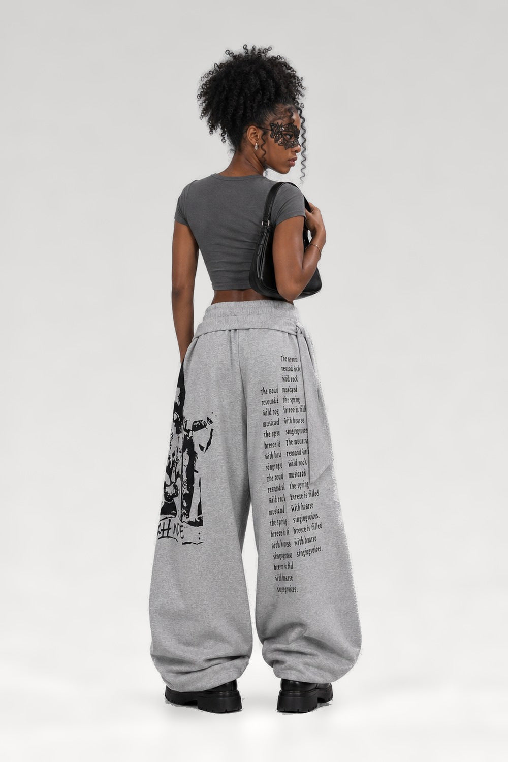 Pantalon baggy gothique imprimé lettres