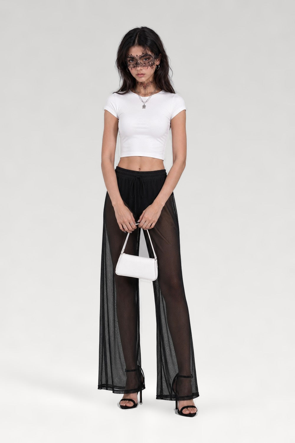 Pantalon transparent jambe large