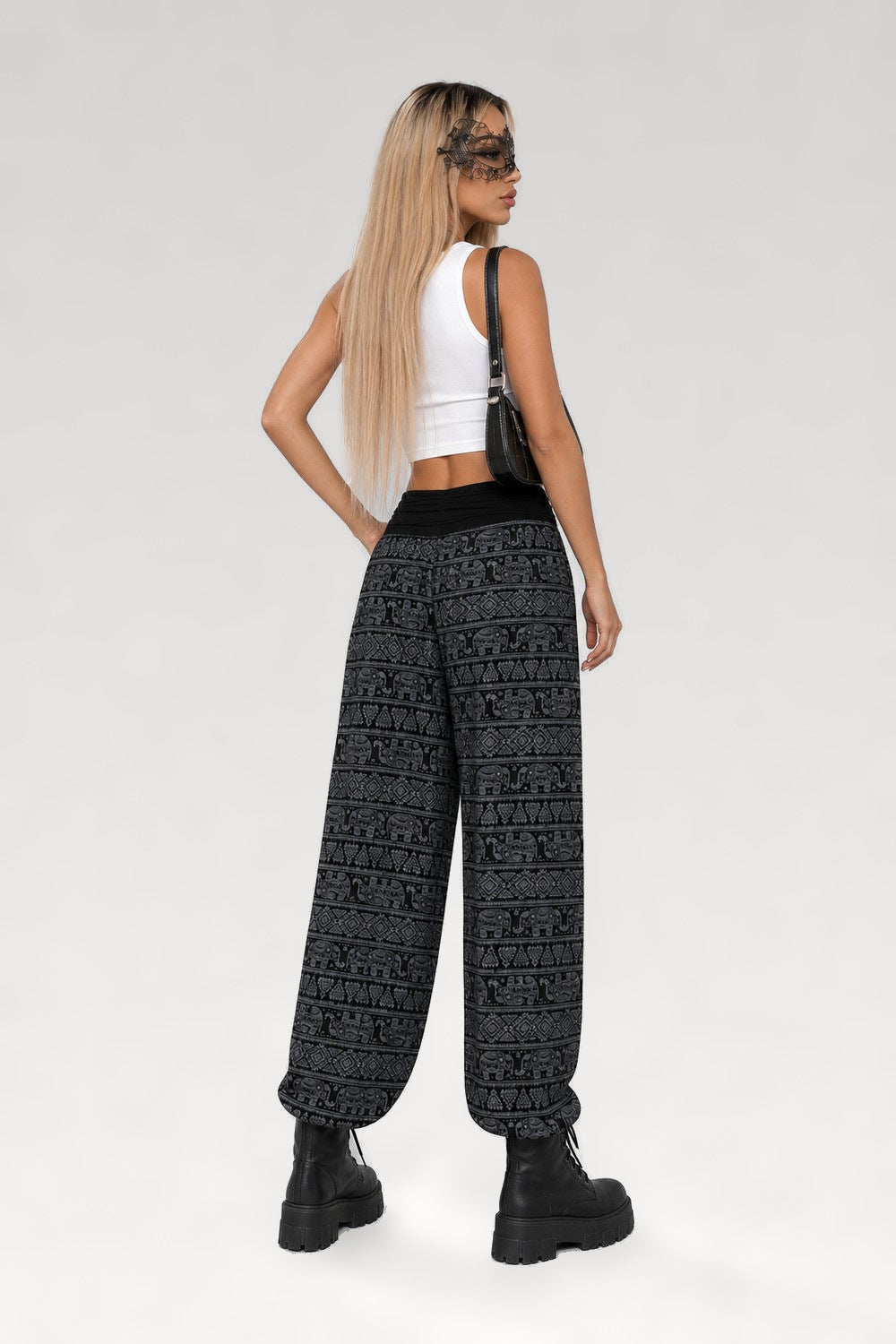 Pantalon sarouel imprimé géométrique