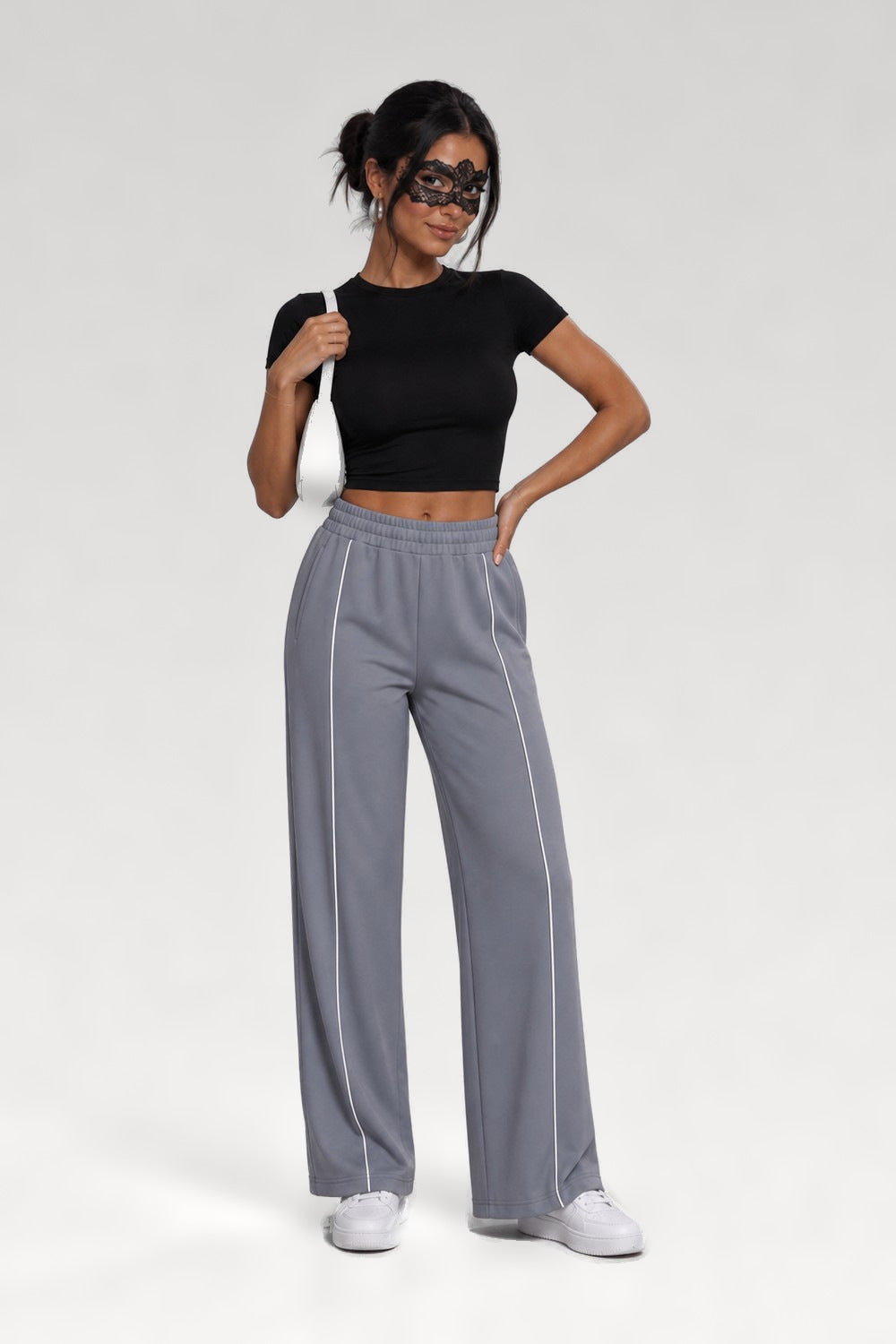 Pantalon droit extensible taille haute