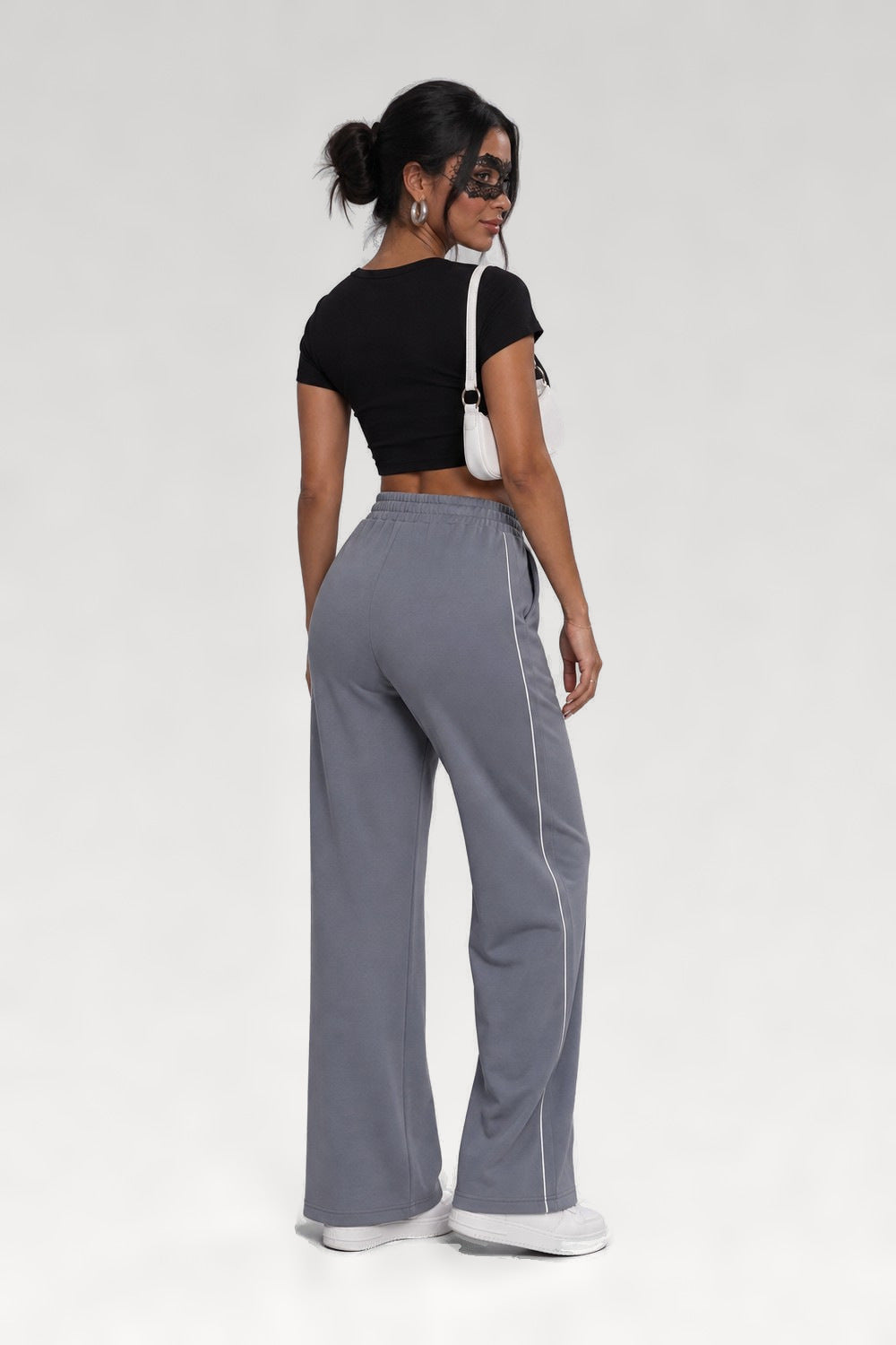 Pantalon droit extensible taille haute