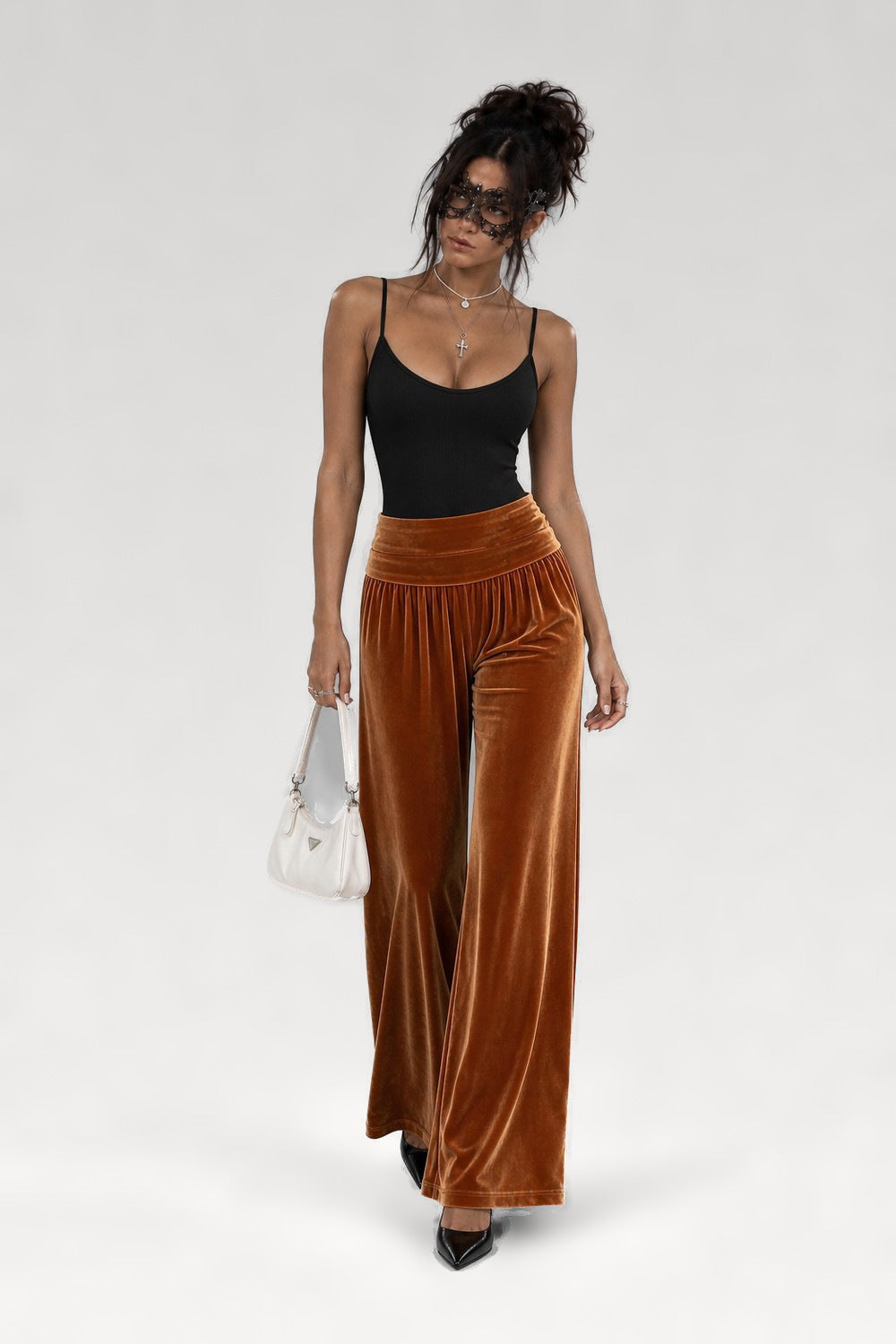 Pantalon large en velours