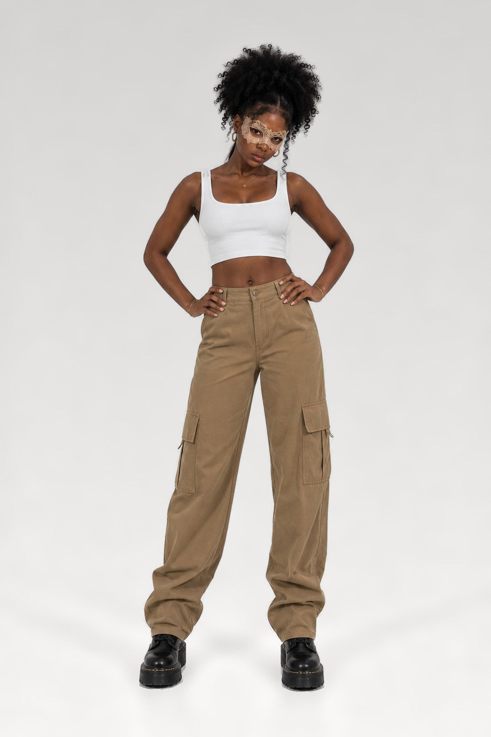 Pantalon cargo taille haute