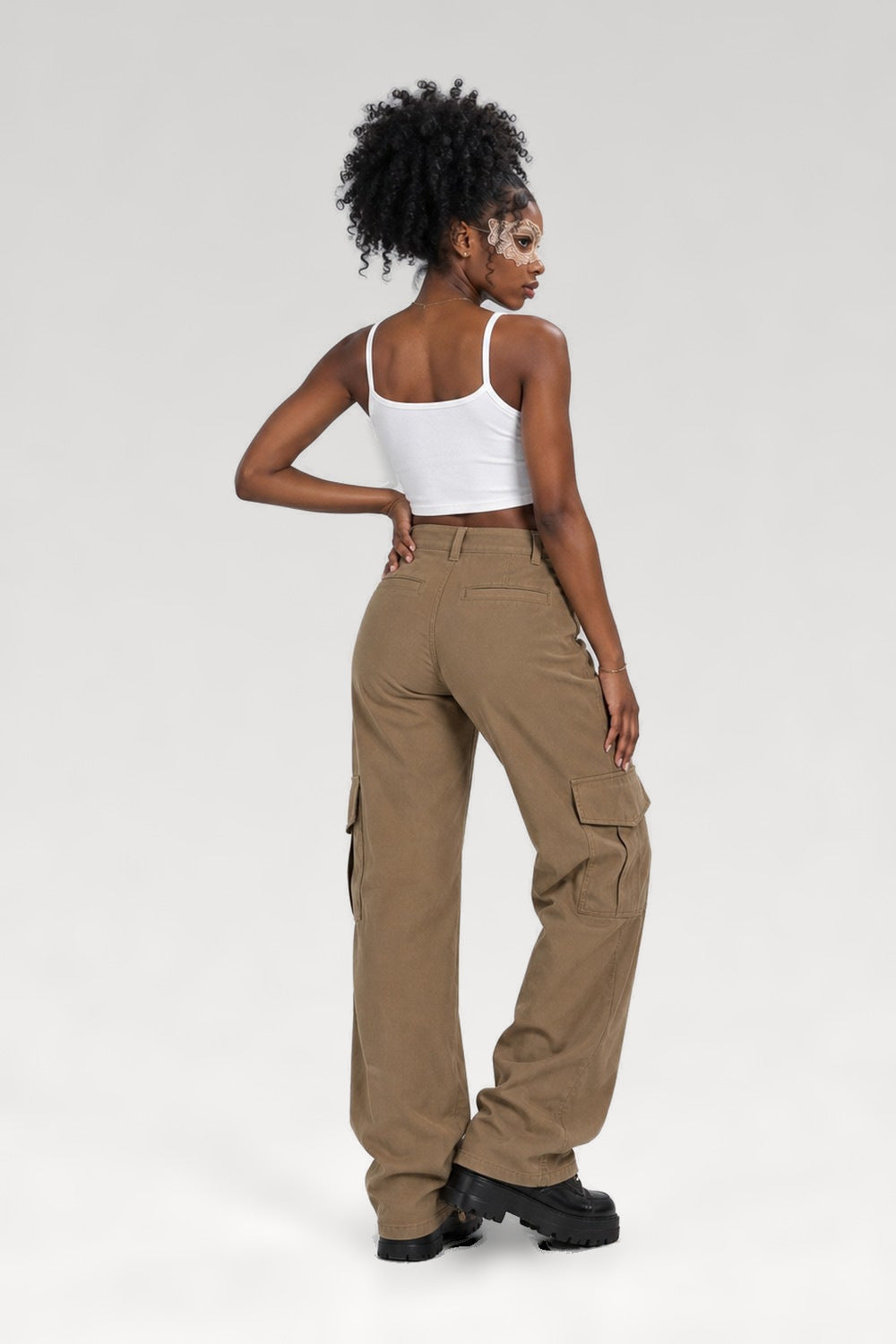 Pantalon cargo taille haute