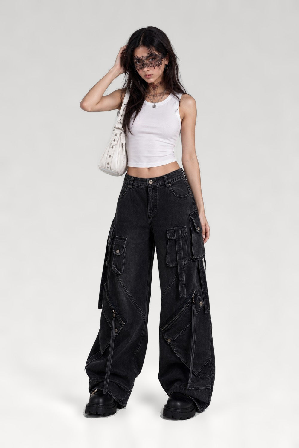 Jean cargo baggy noir