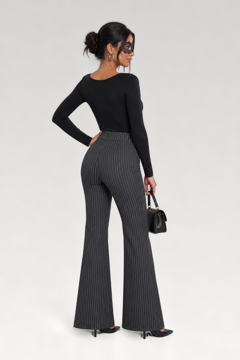 Pantalon rayé évasé de bureau