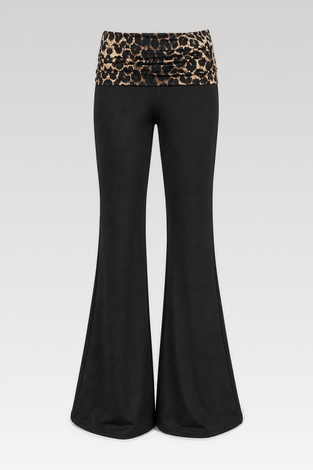 Pantalon évasé léopard patchwork