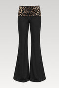 Pantalon évasé léopard patchwork