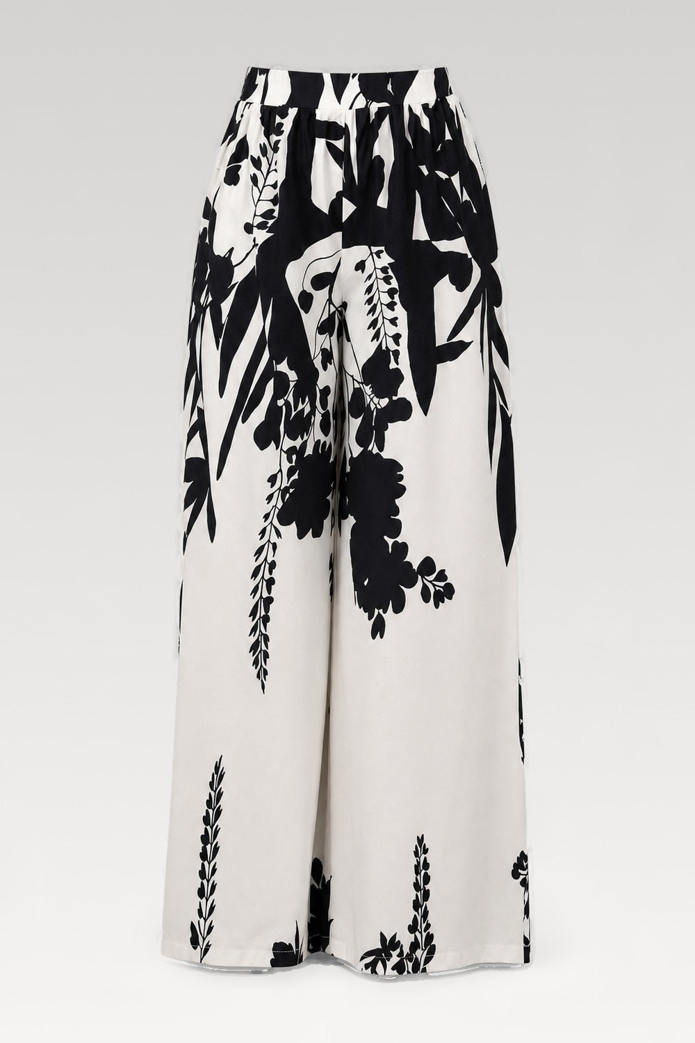 Pantalon large imprimé tropical