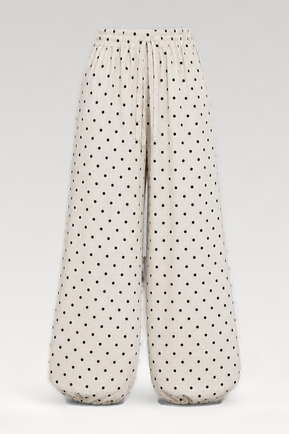 Pantalon large en lin à pois