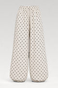 Pantalon large en lin à pois