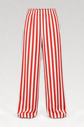 Pantalon large rayé taille élastique