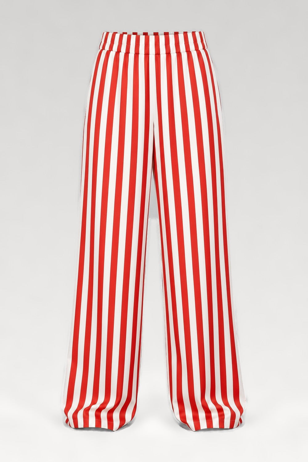 Pantalon large rayé taille élastique