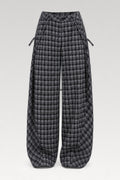 Pantalon large à carreaux rétro