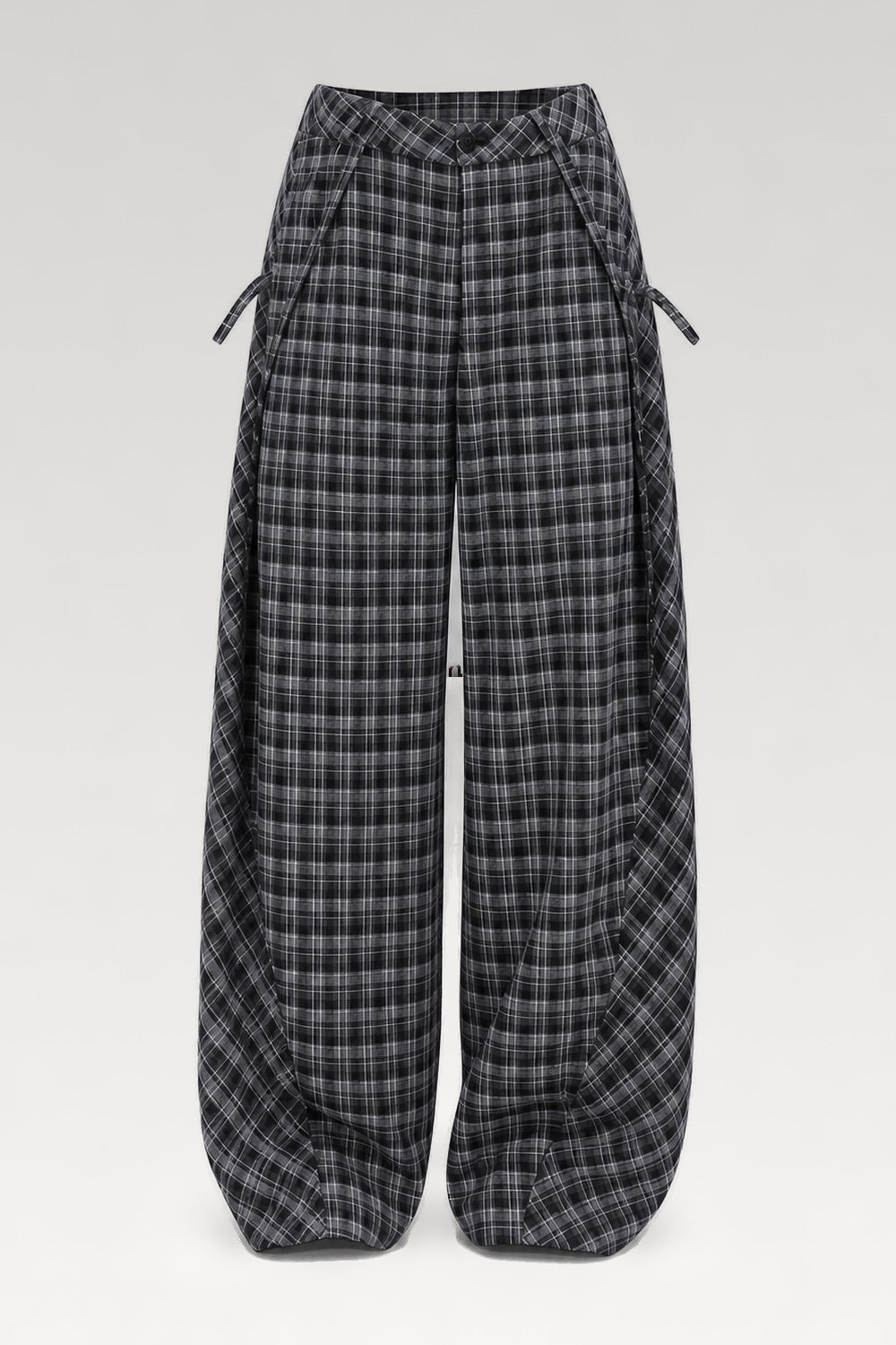 Pantalon large à carreaux rétro