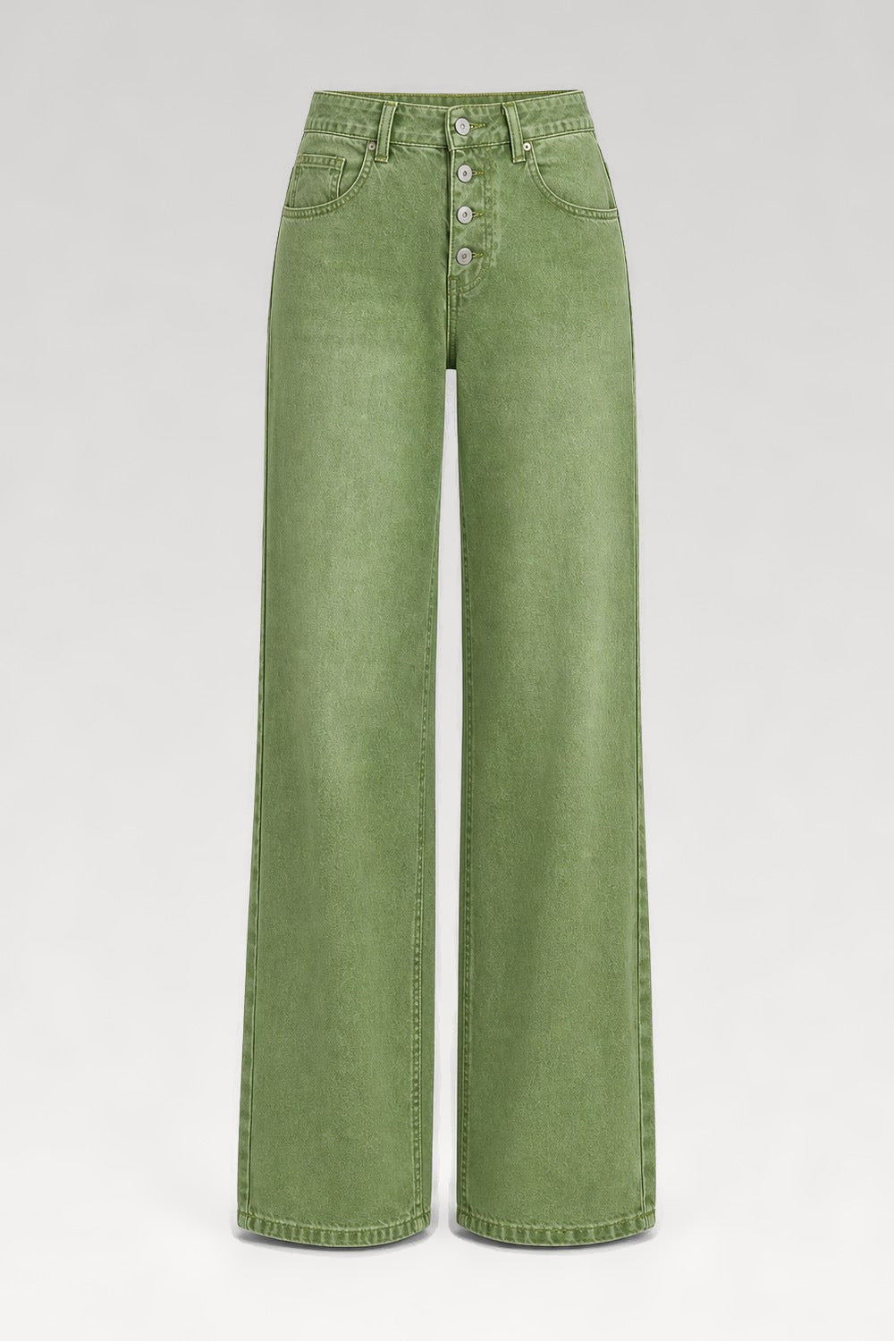 Jean large multi-boutons