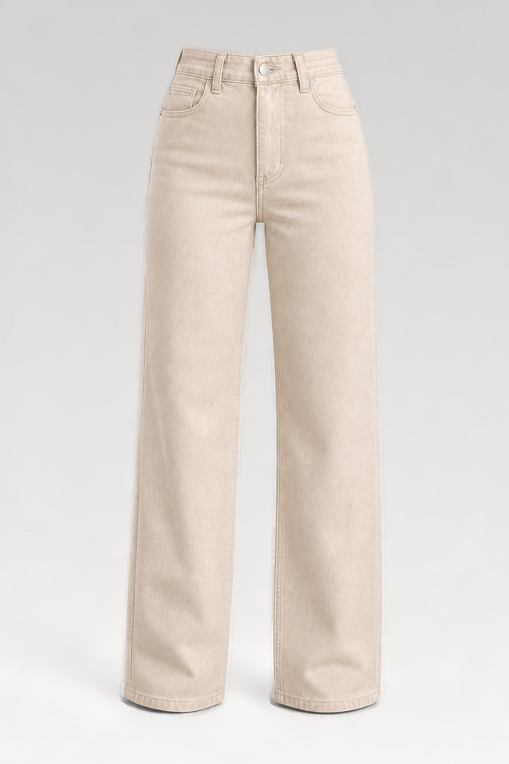 Jean droit taille haute beige