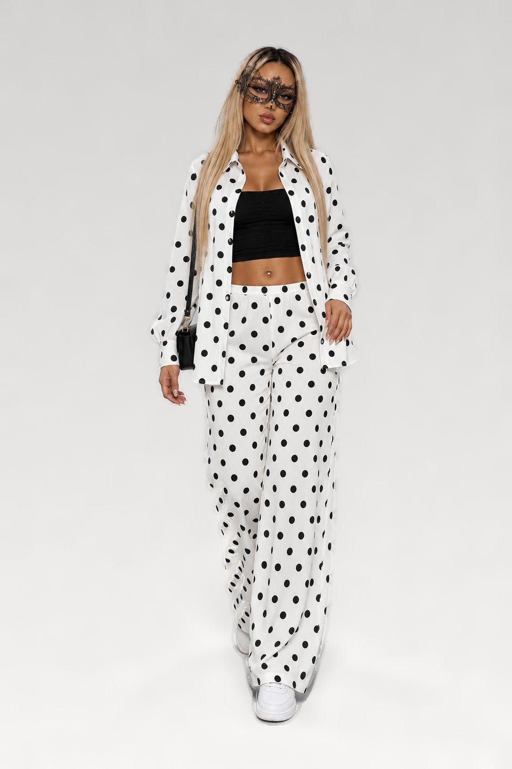 Ensemble chemise à pois et pantalon large