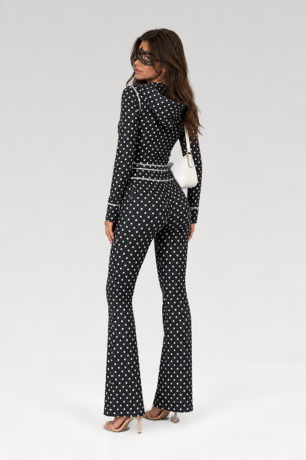 Ensemble cardigan capuche et pantalon à pois