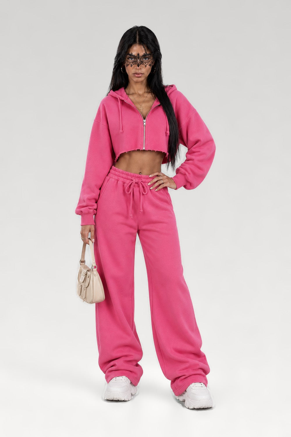 Ensemble sweat zippé court et pantalon