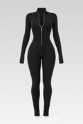 Combinaison fitness zippée manches longues