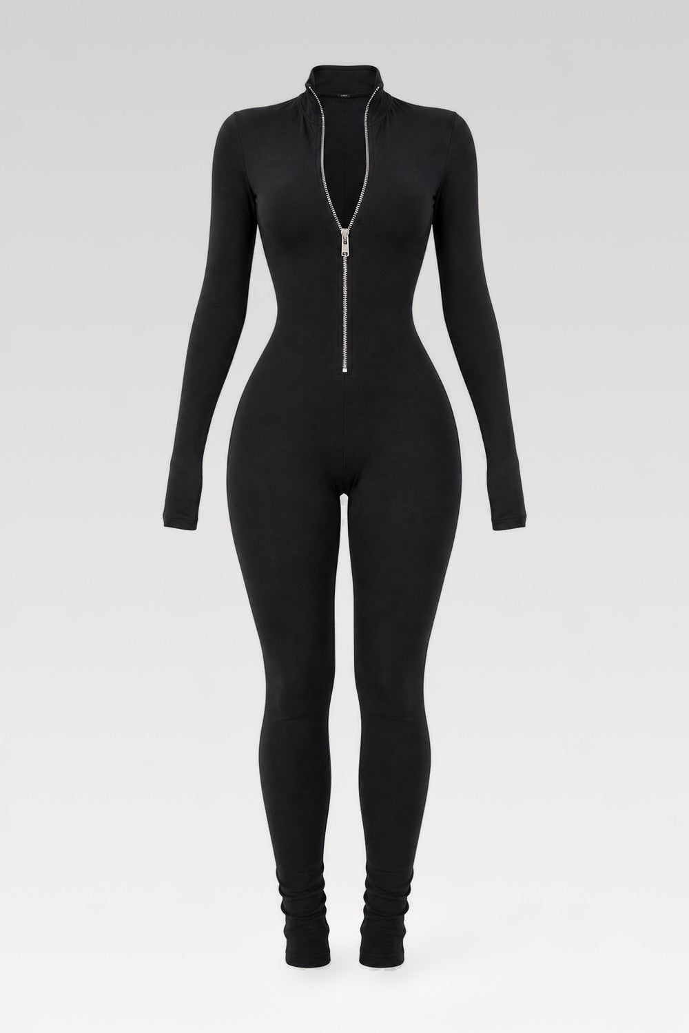 Combinaison fitness zippée manches longues