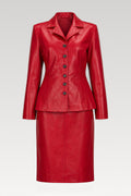 Ensemble veste et jupe midi en similicuir