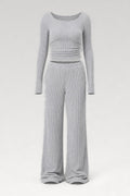 Ensemble haut côtelé et pantalon large