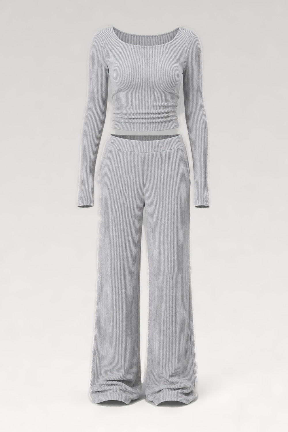 Ensemble haut côtelé et pantalon large