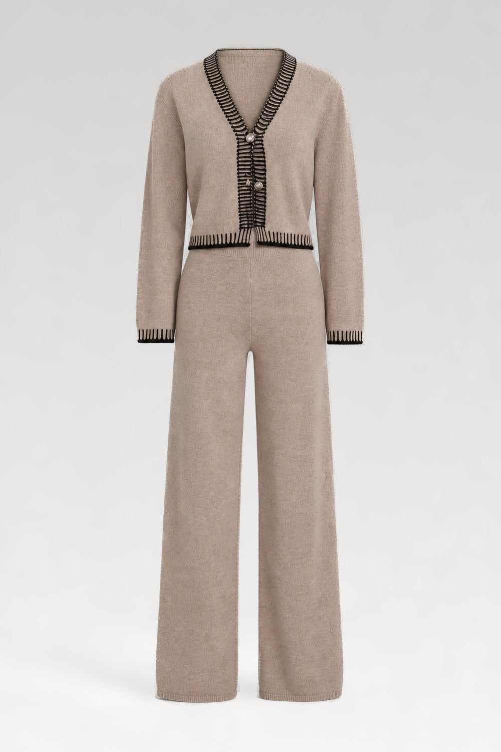 Ensemble cardigan et pantalon en tricot