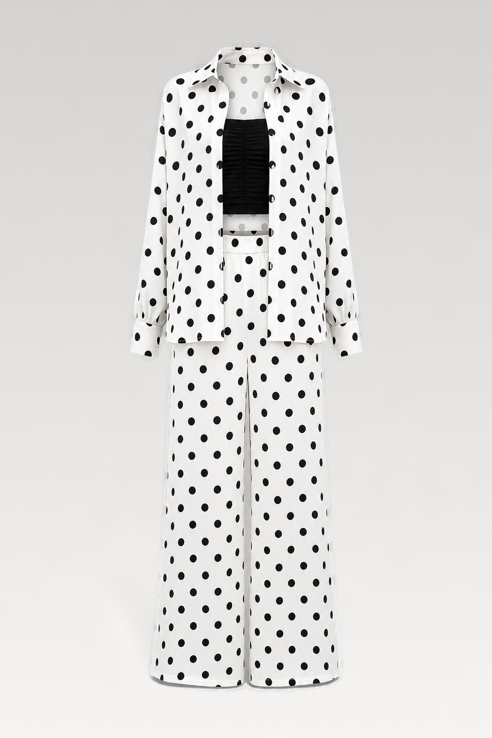 Ensemble chemise à pois et pantalon large