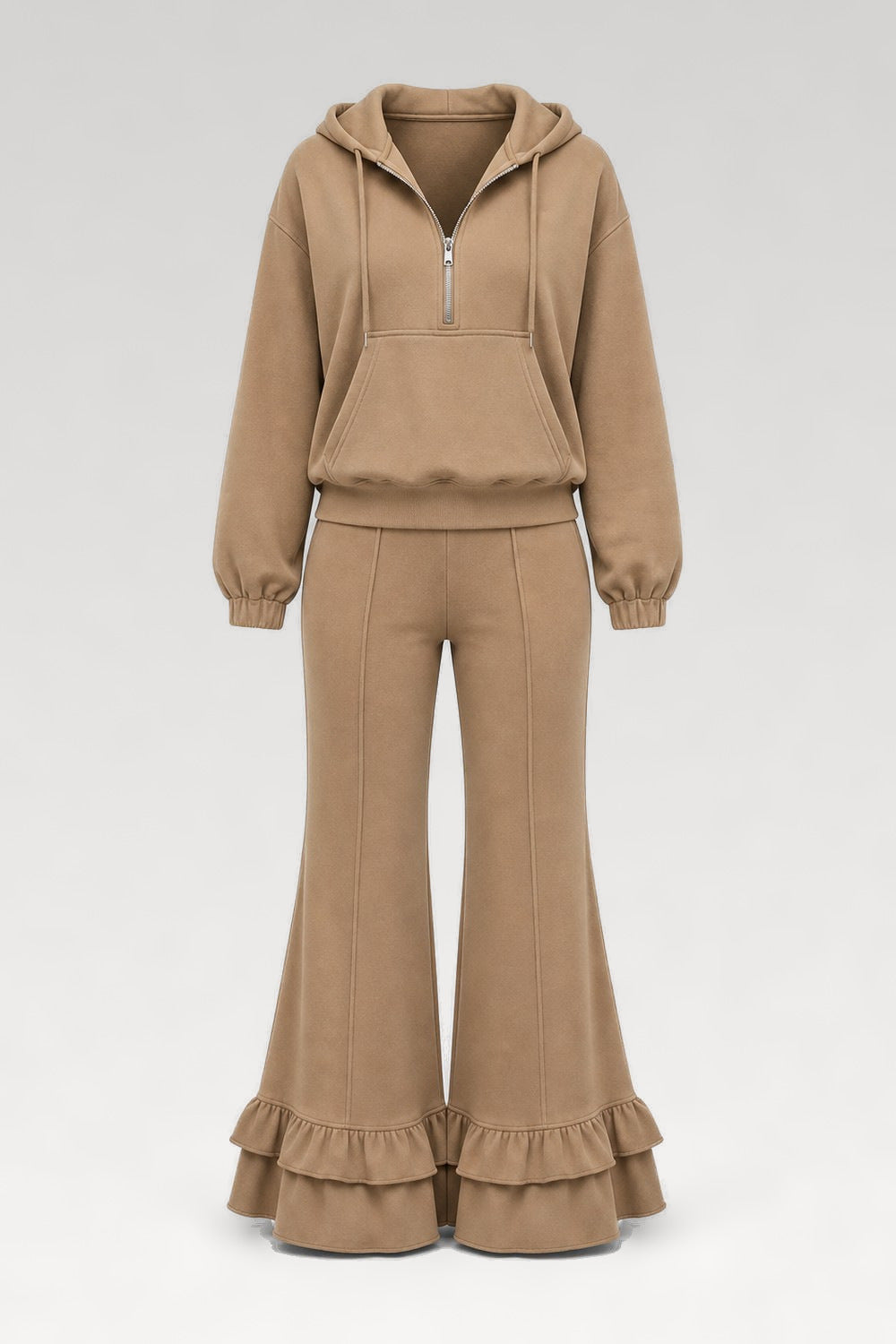 Ensemble sweat demi-zip et pantalon évasé