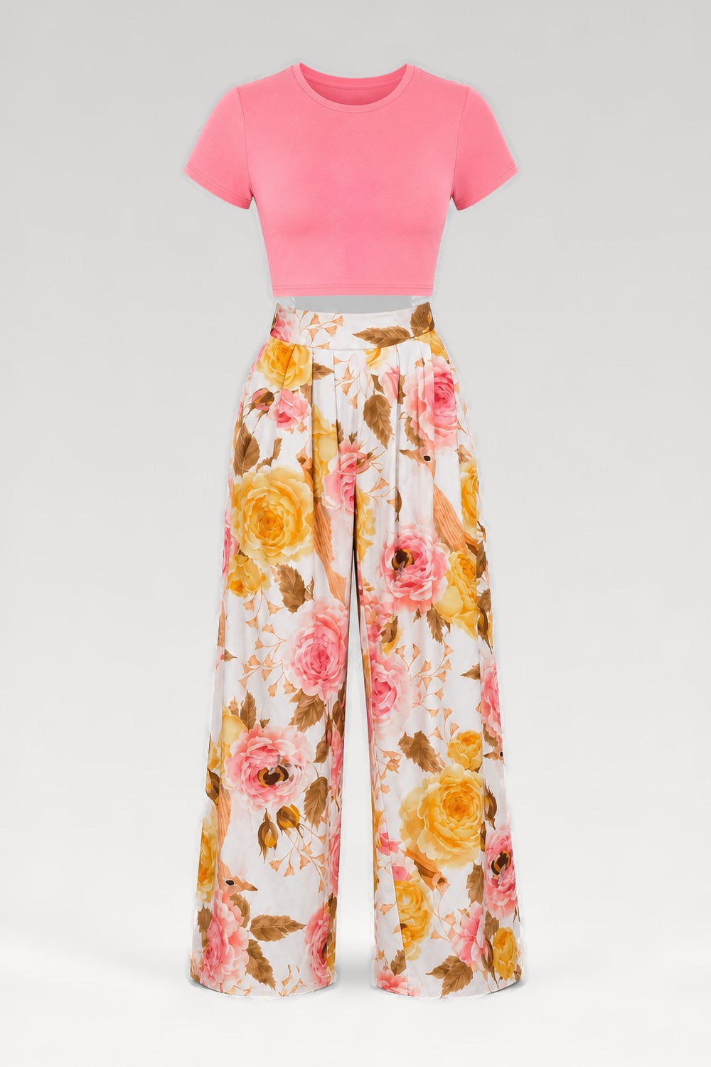 Ensemble fleuri haut et pantalon large