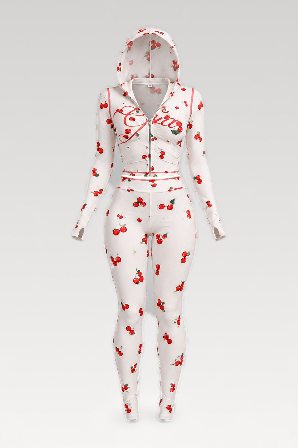 Ensemble capuche et pantalon imprimé cerises
