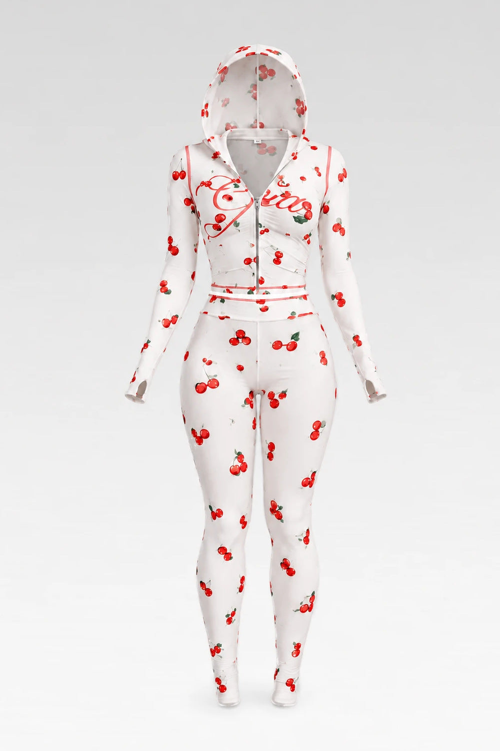 Ensemble capuche et pantalon imprimé cerises