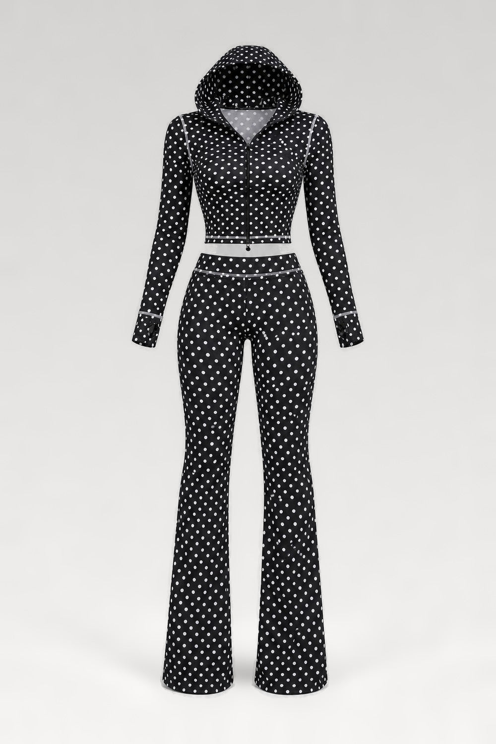 Ensemble cardigan capuche et pantalon à pois