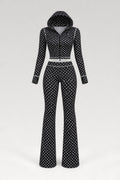 Ensemble cardigan capuche et pantalon à pois
