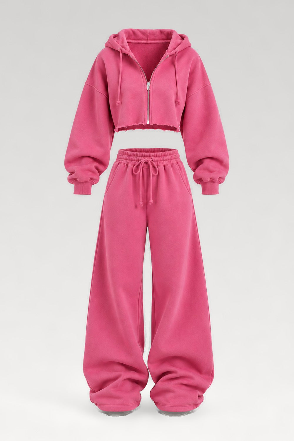 Ensemble sweat zippé court et pantalon
