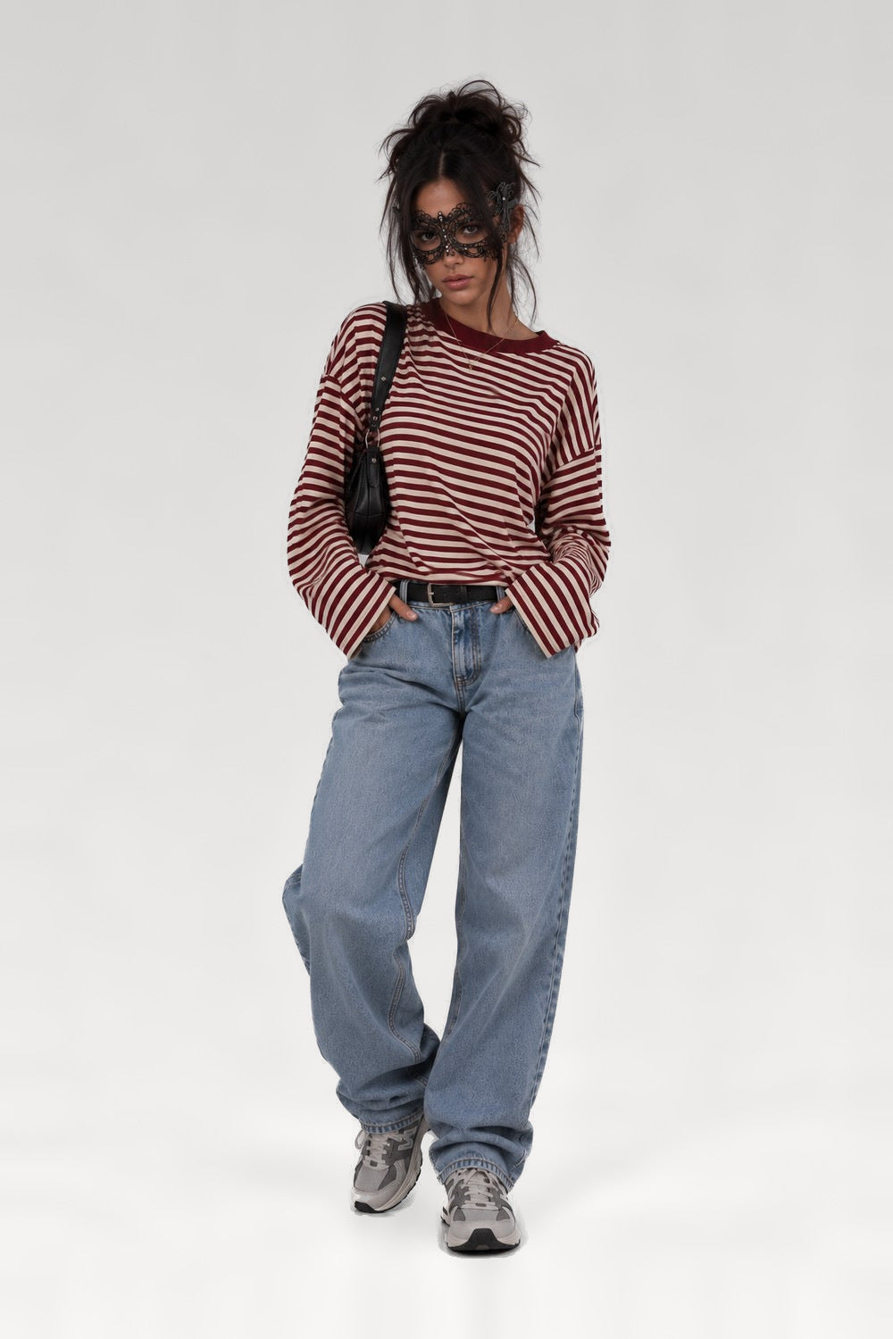 T-shirt rayé oversize manches longues