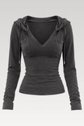 Sweat à capuche col V