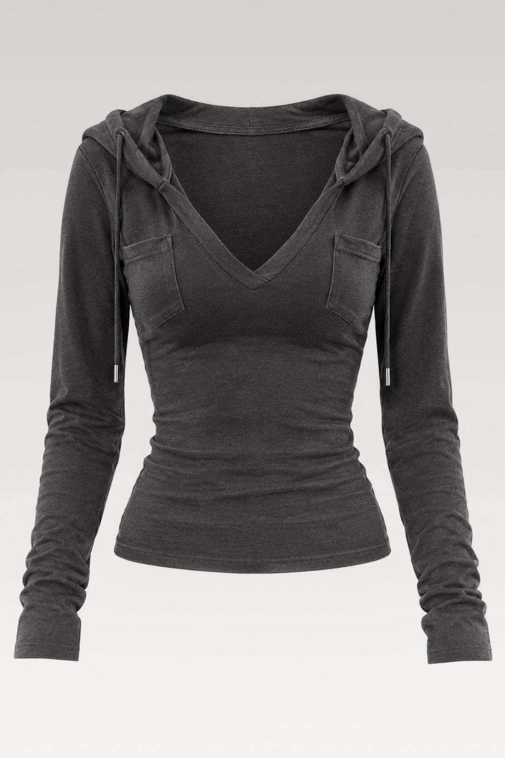 Sweat à capuche col V