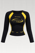 T-shirt moto de course noir et jaune
