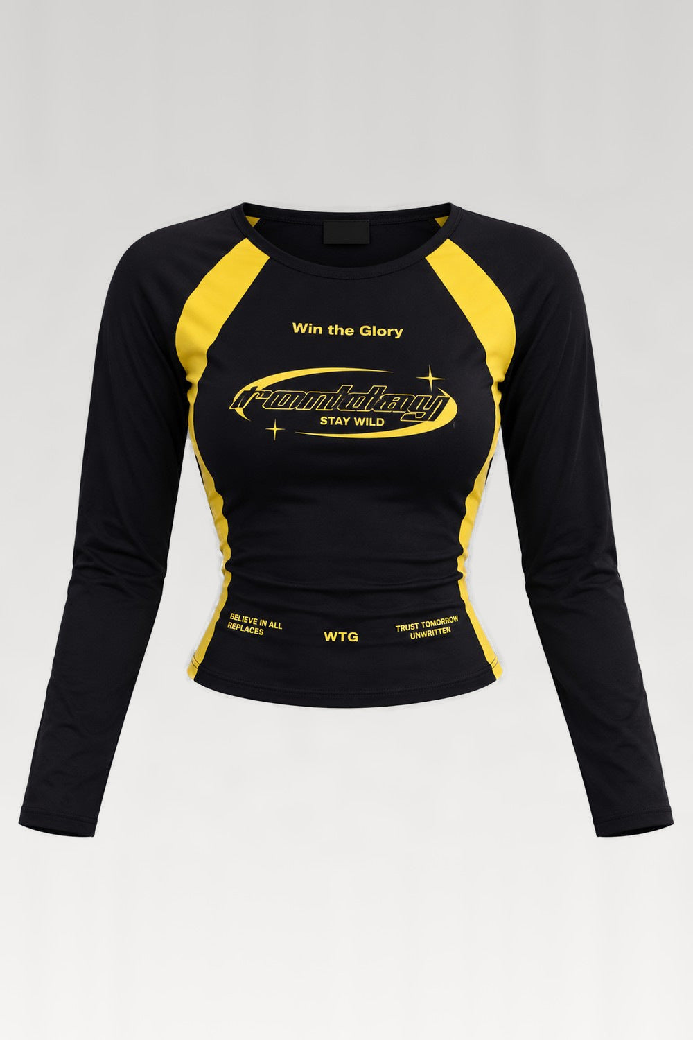 T-shirt moto de course noir et jaune