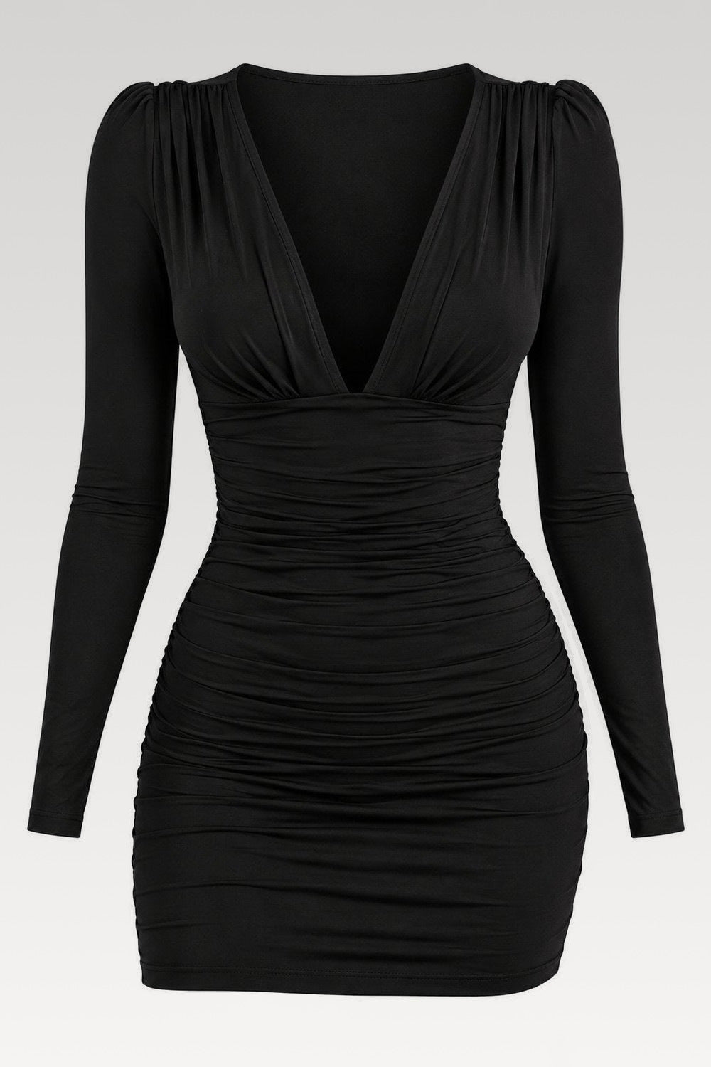 Robe col V plongeant froncée
