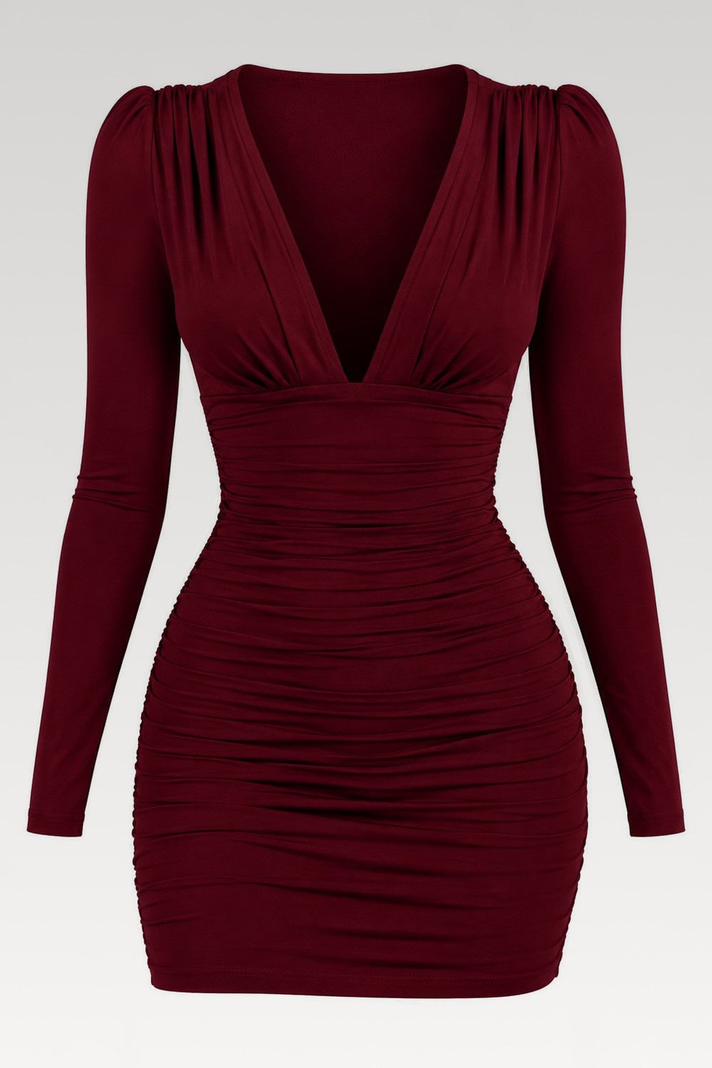Robe col V plongeant froncée