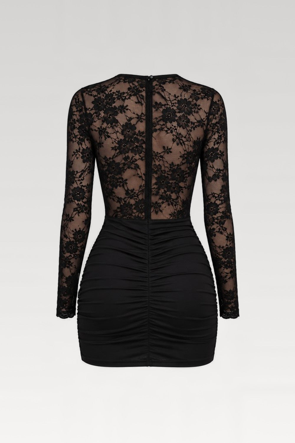 Robe mini dentelle manches longues