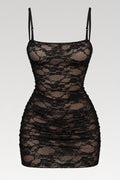 Robe mini en dentelle à bretelles