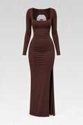 Robe midi manches longues dos nu